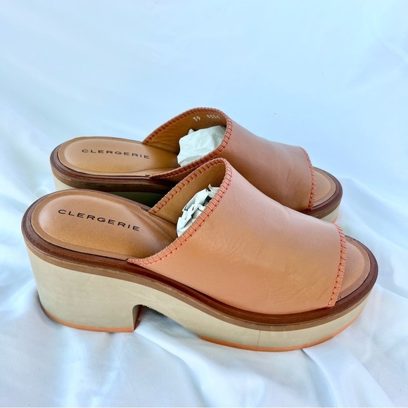 ROBERT CLERGERIE | NWOT LOGAN BROWN LEATHER CESSY BLOCK PLATFORM MULES 39/8.5 - Picture 6 of 9